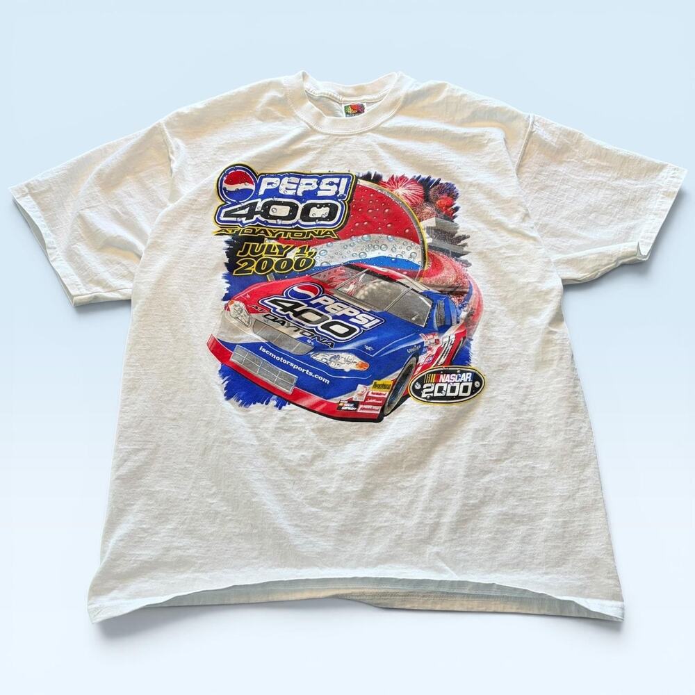 Vintage Pepsi 400 Shirt Mens XL White NASCAR Racing Fruit Of The Loom 2000